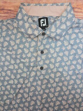 FootJoy Mens Blue & Pink Leaf Print Polo XL